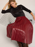Pleated midi skirt in coated fabric image number 3