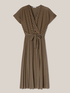Rochie lungă din jerseu plisat cu dungi din lurex image number 3