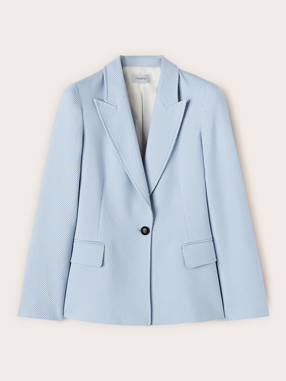 Blazer en tissu teint fil &agrave; rayures