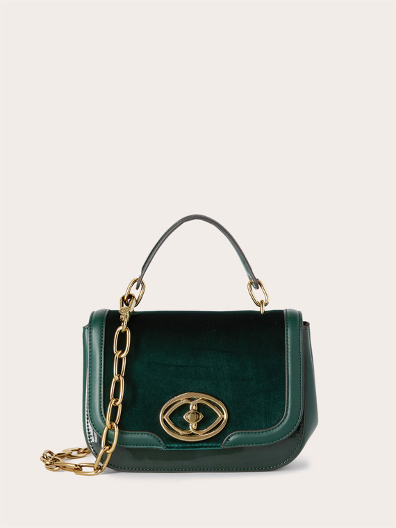 Shoulder bag in tessuto spalmato e velluto