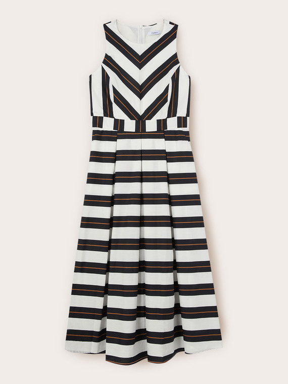 Striped poplin flare dress