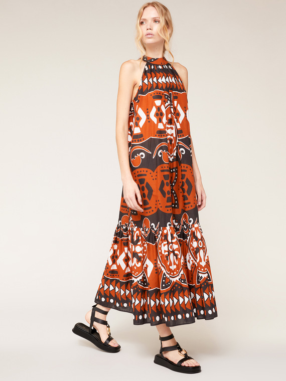 Oversize-Kleid mit Volant mit Ethno-Muster
