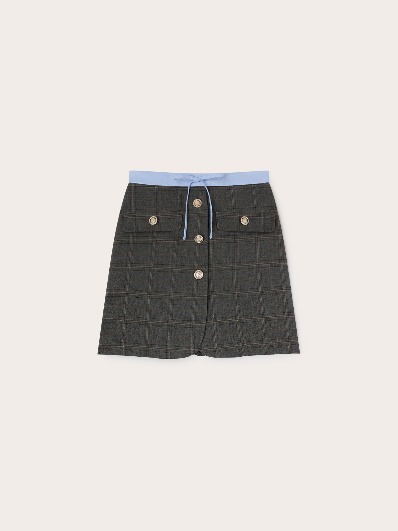 Check-pattern mini skirt with contrast trim image number 4