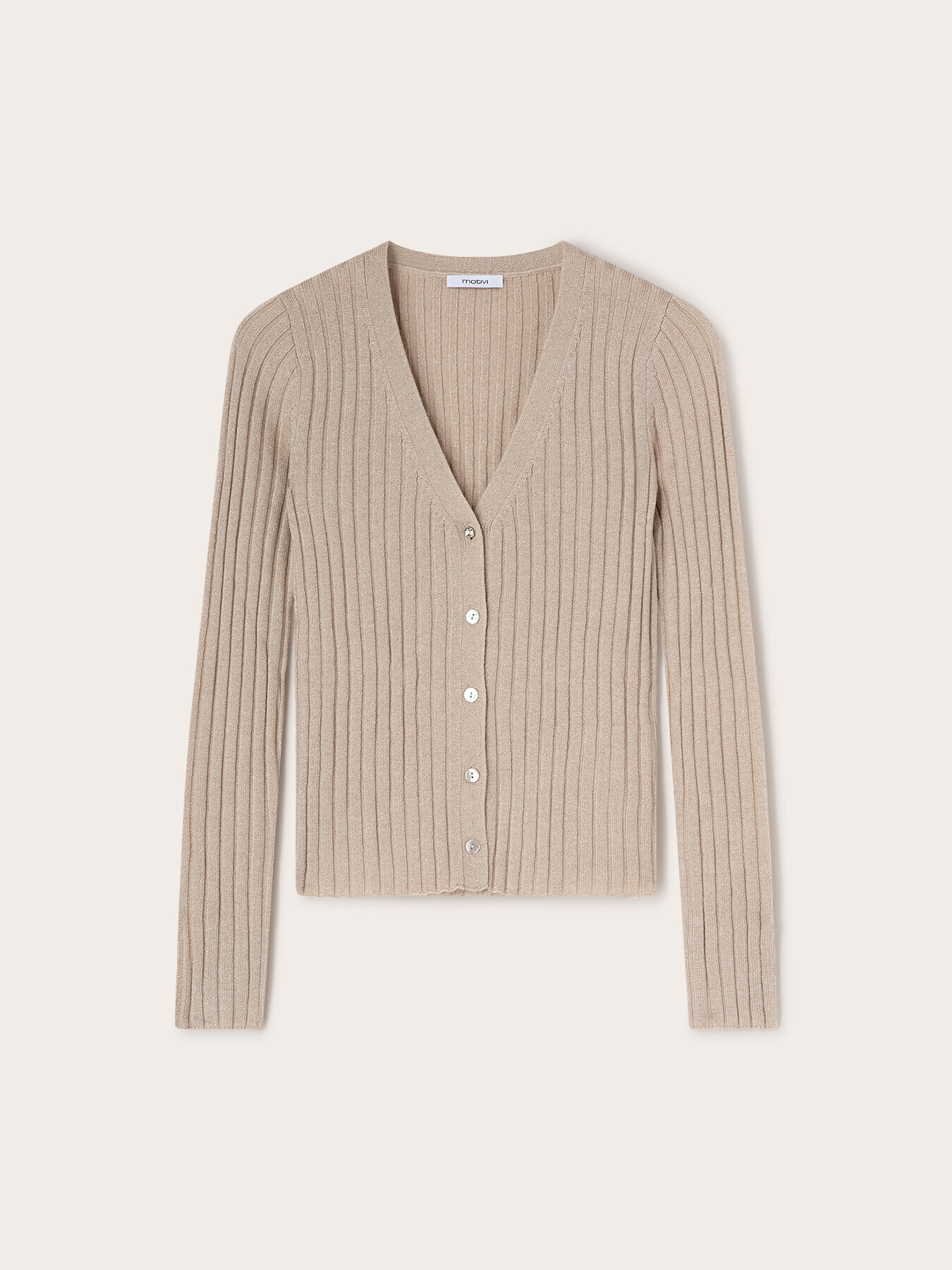 Short ribbed wool blend cardigan image number 4