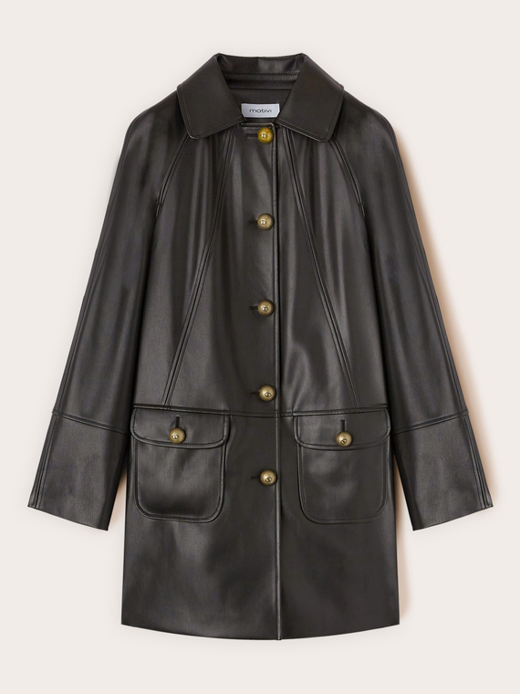 Veste longue en tissu enduit