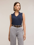 V-neck linen blend top with collar image number 3