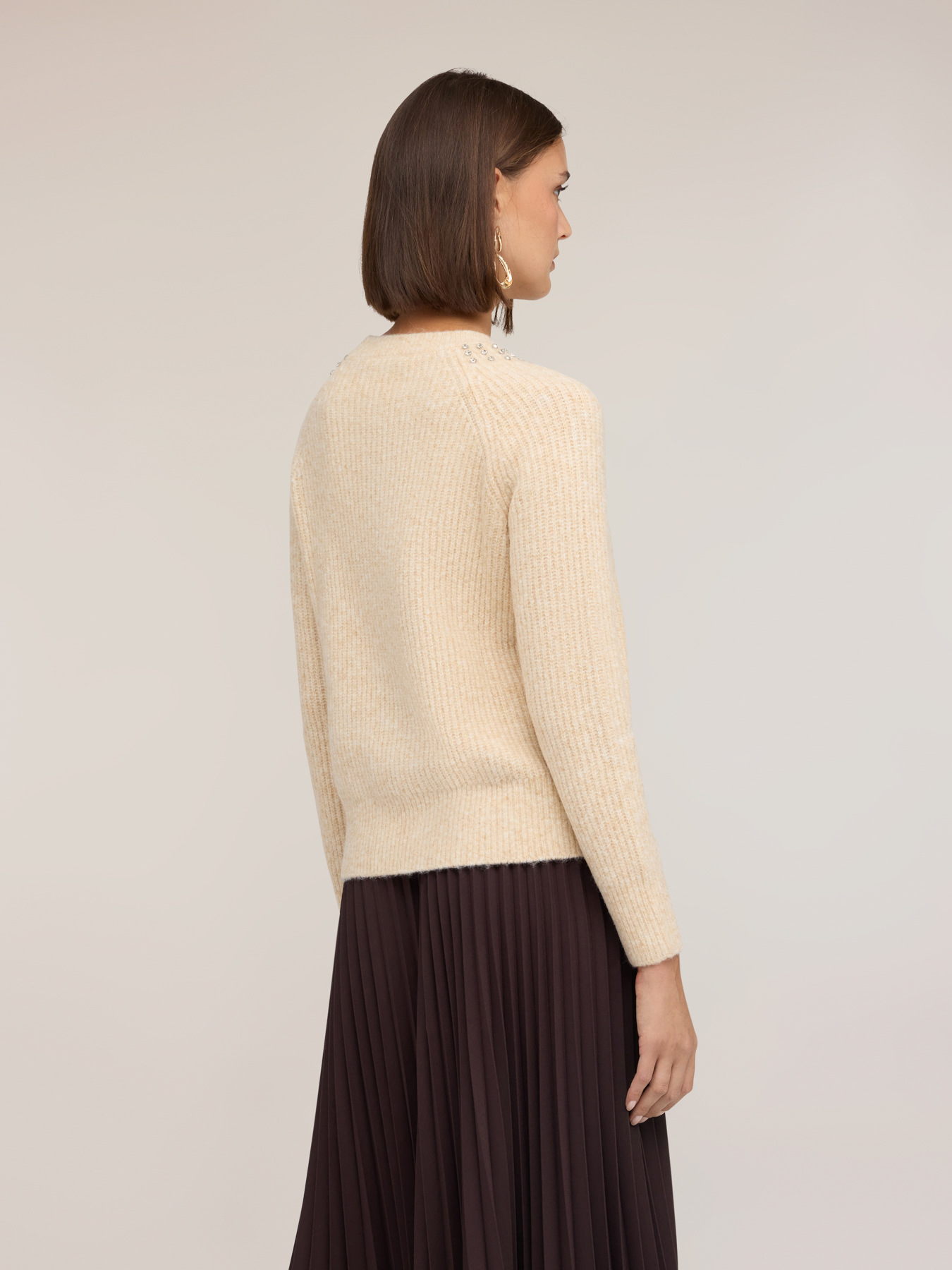 Ribbed wool-blend sweater with stones image number 1