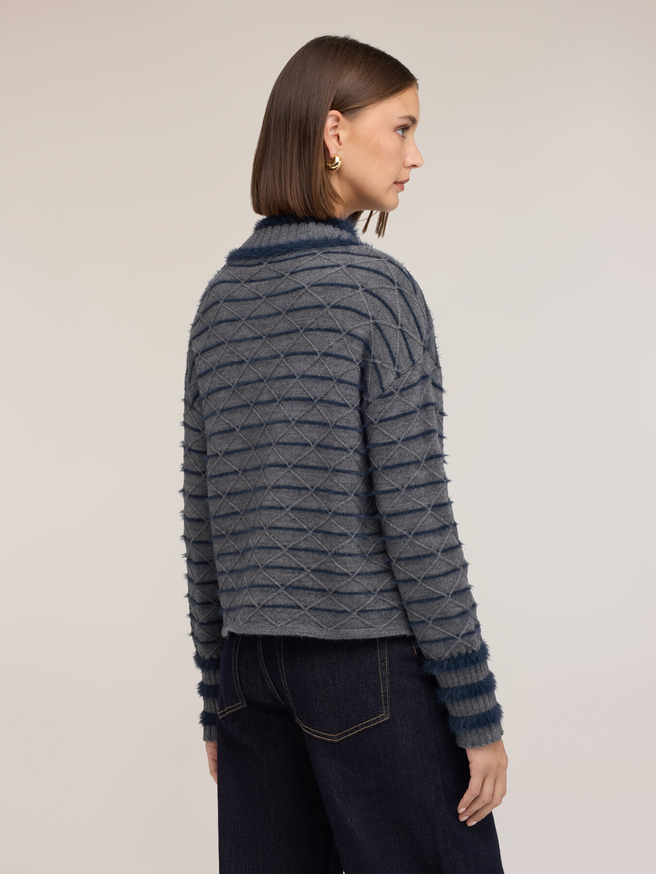 Jacquard sweater in wool blend with buttons image number 1