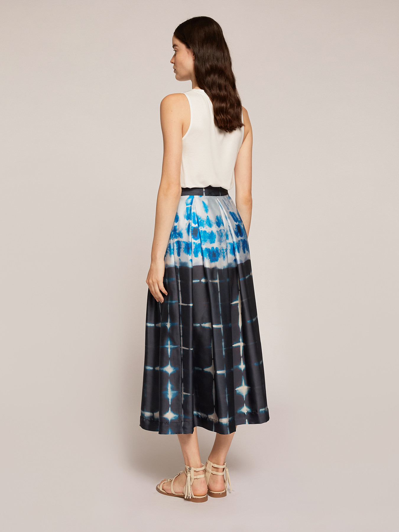 Falda midi con estampado tie dye image number 1