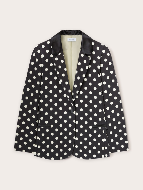 Polka dot-patterned single-breasted blazer