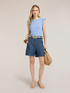 Mixed linen T-shirt with lace inserts image number 0