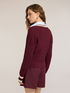 Short cable knit cardigan with striped trims image number 1