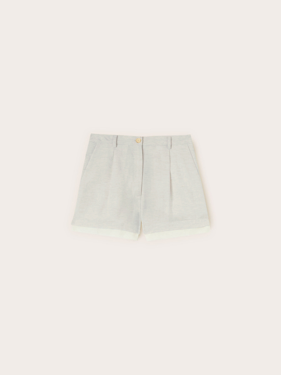 Pantaloni cropped din amestec de in