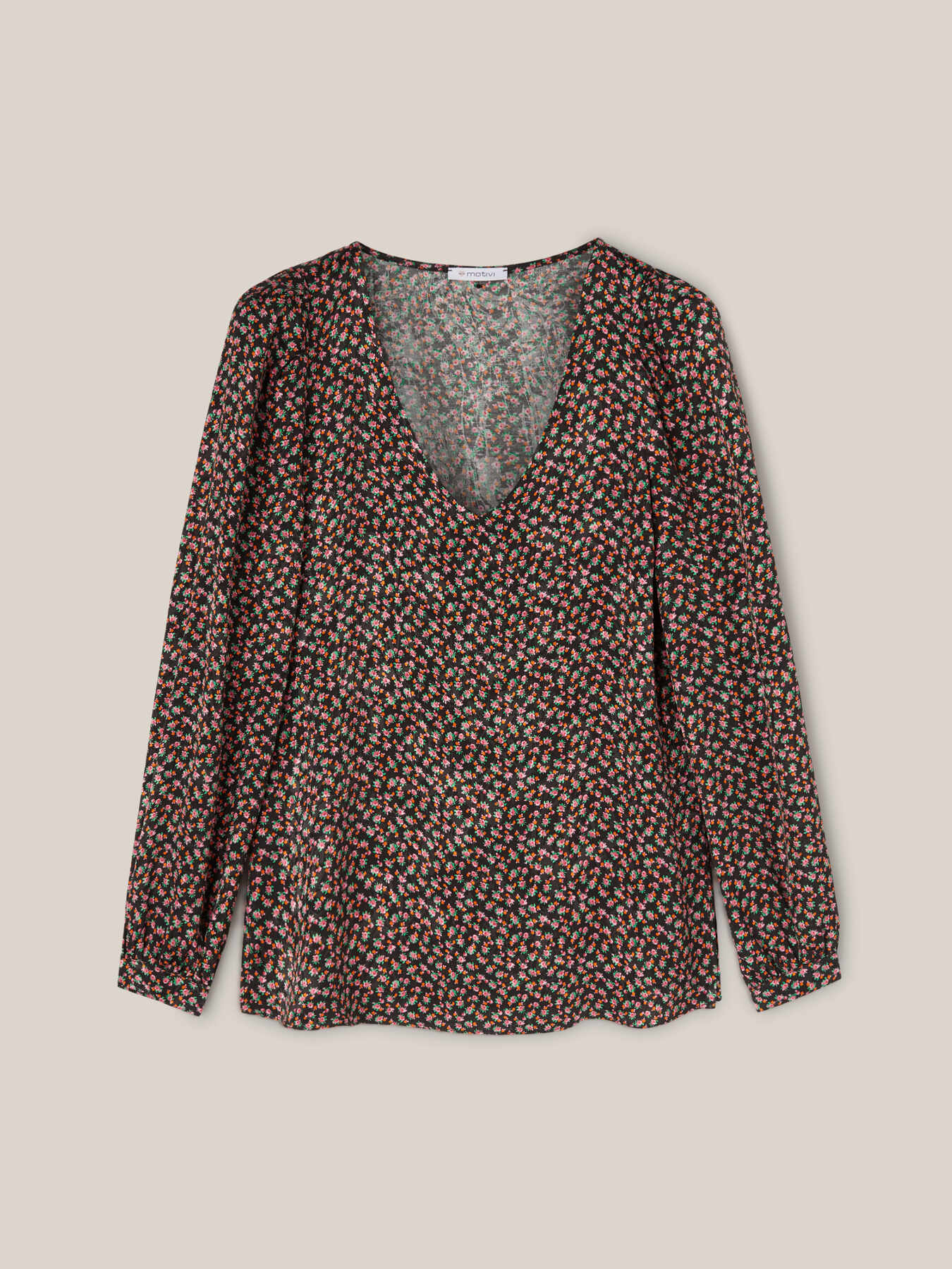 Blusa scollo a v fantasia a fiori image number 3