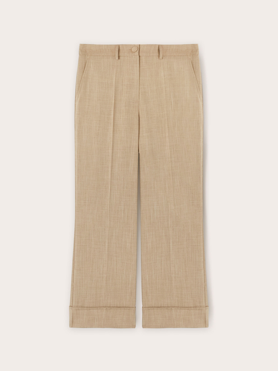 Cropped trousers with turn-up
