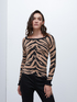 Zebra pattern jacquard sweater image number 2