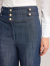 High-waisted palazzo jeans in denim with pleat image number 3