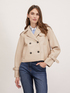 Short double-breasted trench coat in coated fabric image number 0