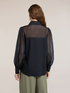Poplin shirt with semi-sheer inserts image number 1