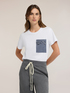 T-shirt with pocket with stones and rhinestones image number 0