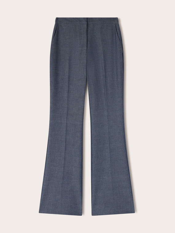 Flare trousers in yarn-dyed fabric