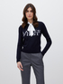 Sweater with crew-neck and jacquard lettering image number 0