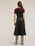 Flare dress with belt in coated fabric image number 1