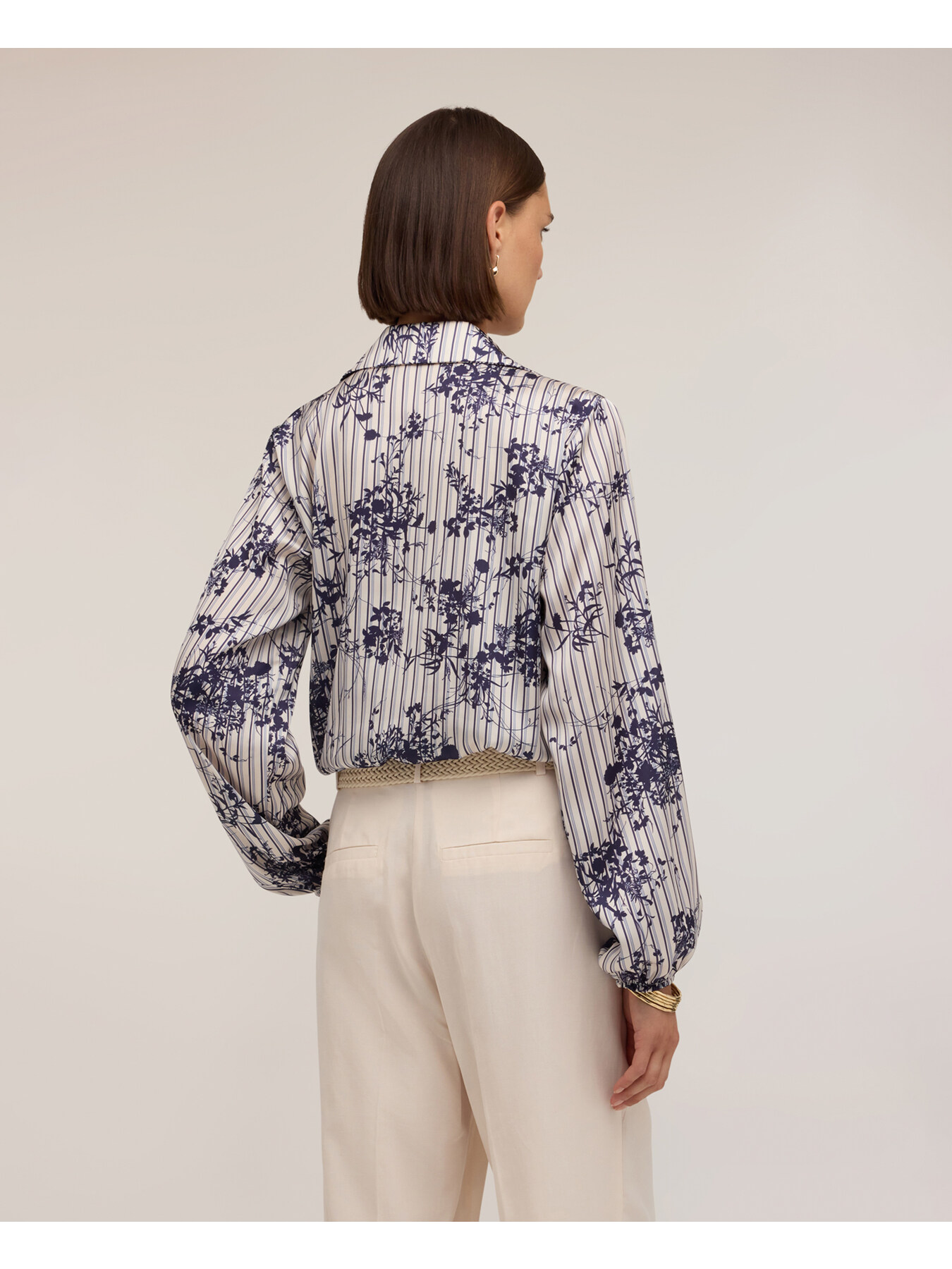 Satin blouse with print and draping image number 1