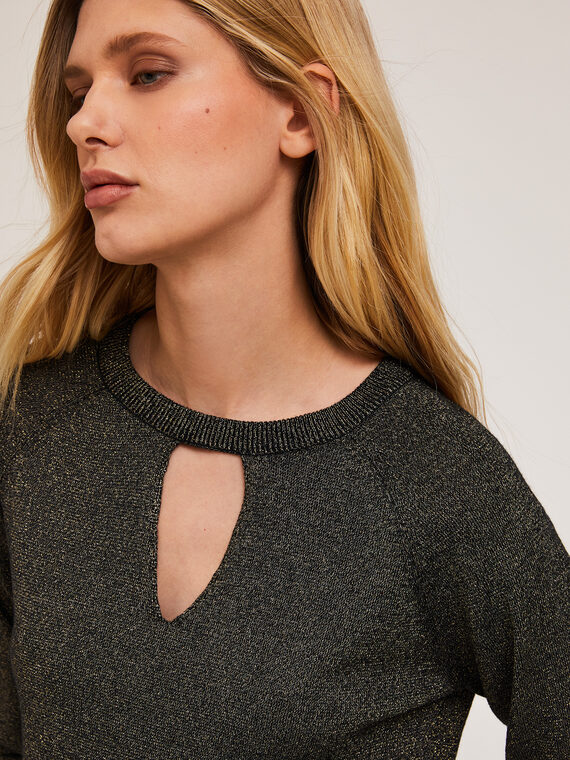 Motivi Maglia con cut-out misto lurex Donna, Verde, Taglia M
