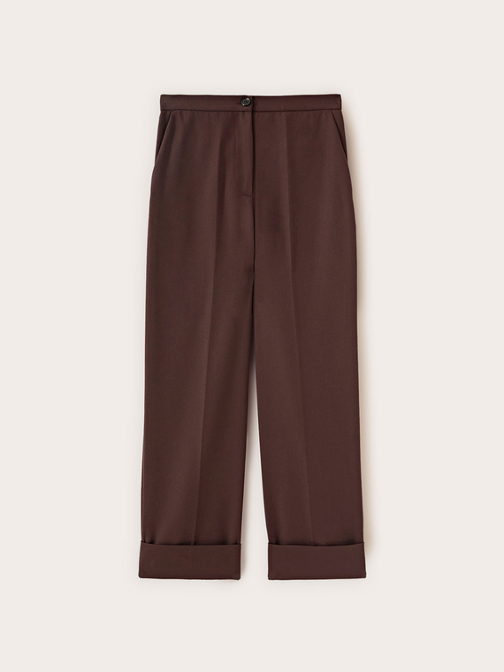 Pantalon court &agrave; revers