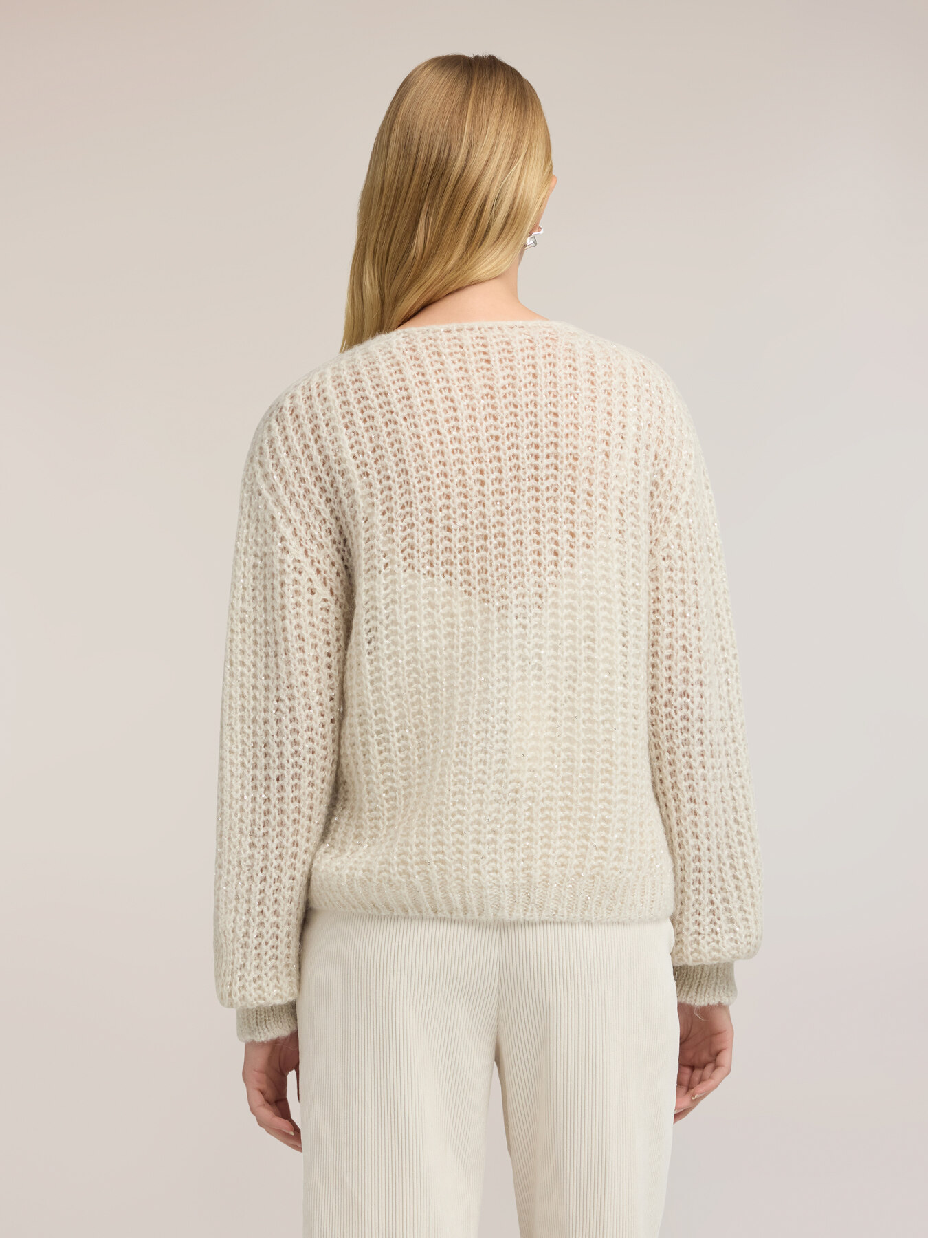 Cardigan en tricot m&eacute;lang&eacute; mohair avec paillettes image number 1