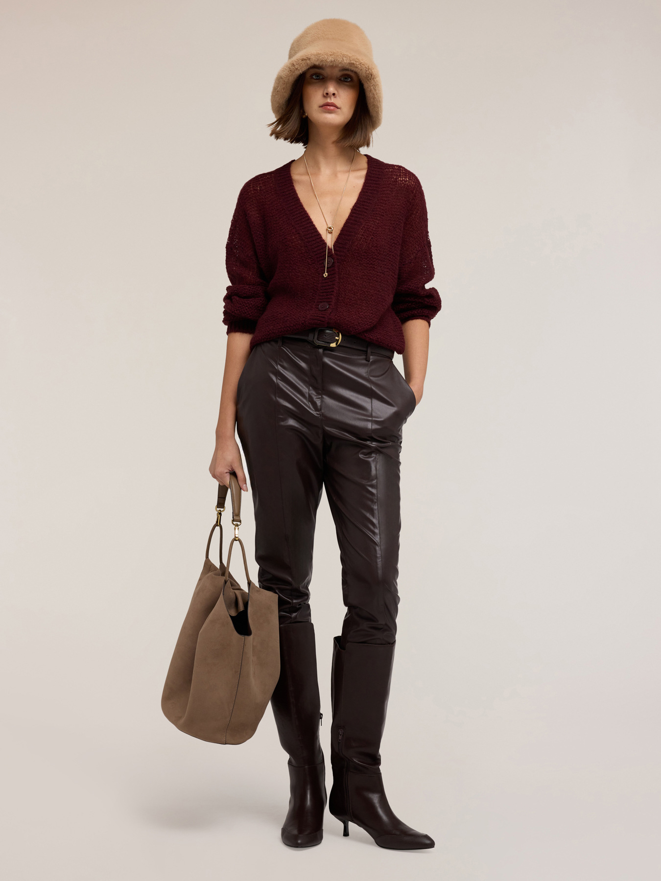 Cardigan in maglia traforata misto mohair image number 0