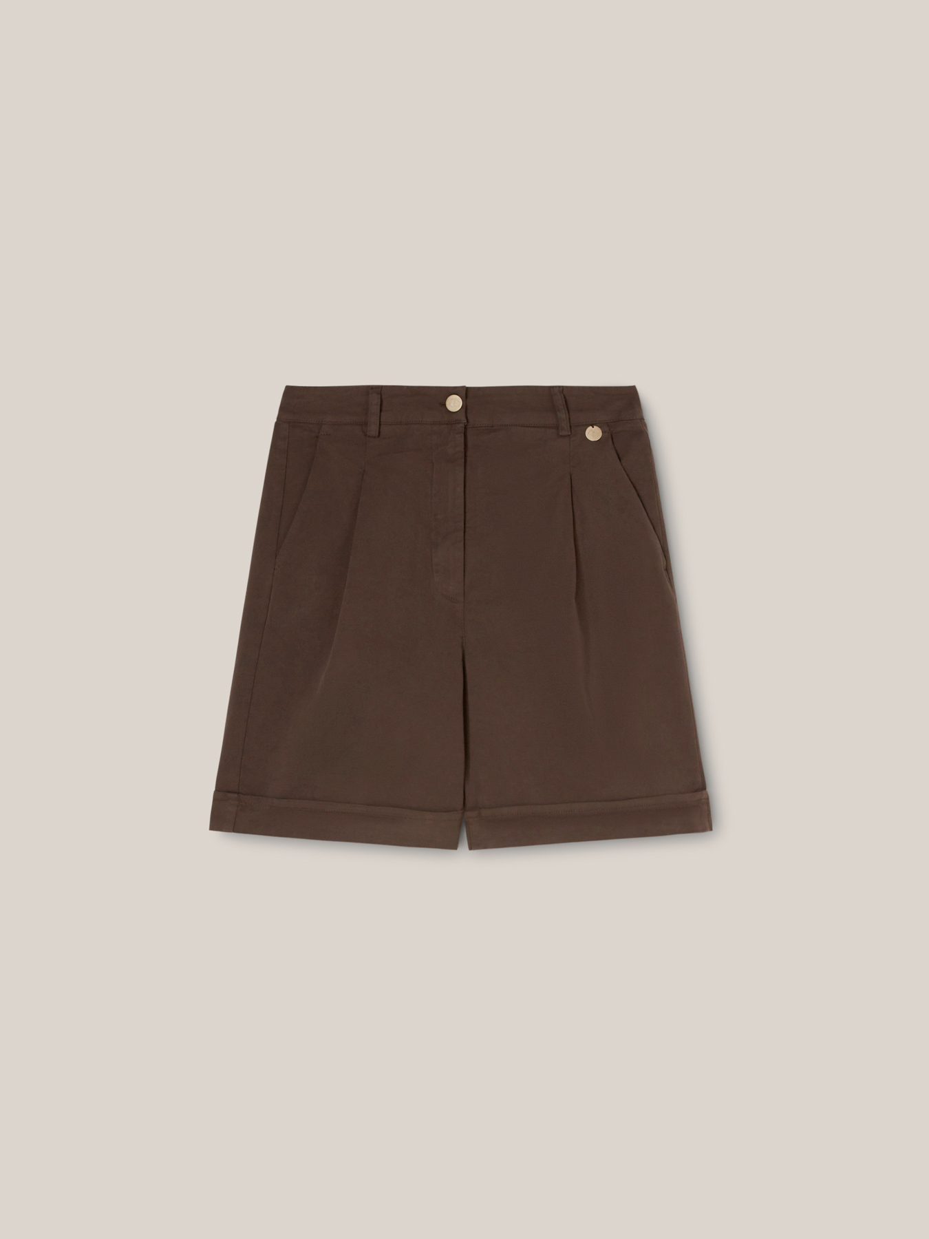 Shorts con risvolto in cotone stretch image number 3