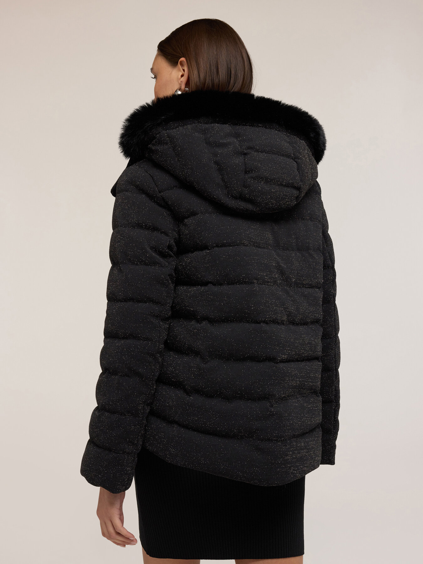 Heavy glittery down jacket with hood image number 1