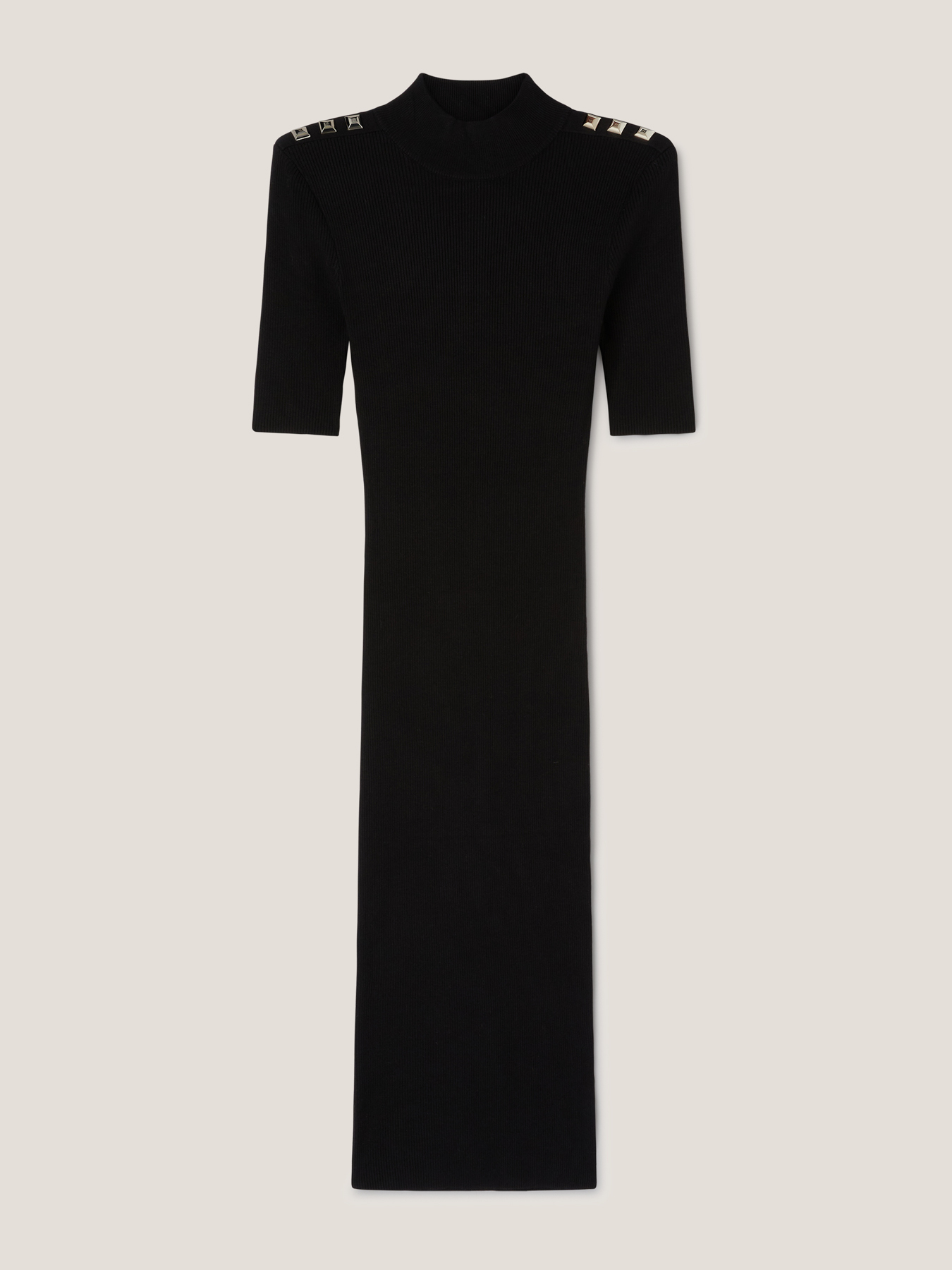 Vestito midi in maglia a coste con borchie image number 3