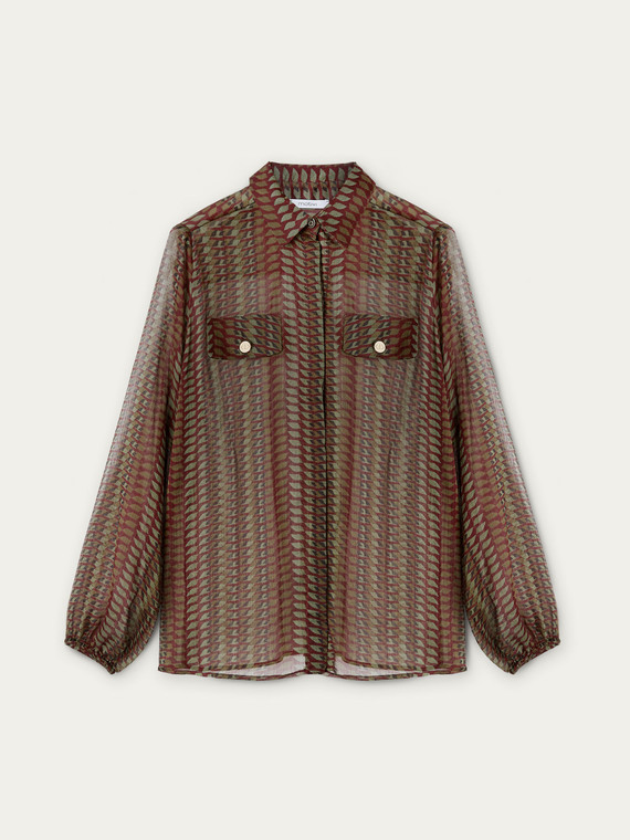 Geometric pattern crepon shirt