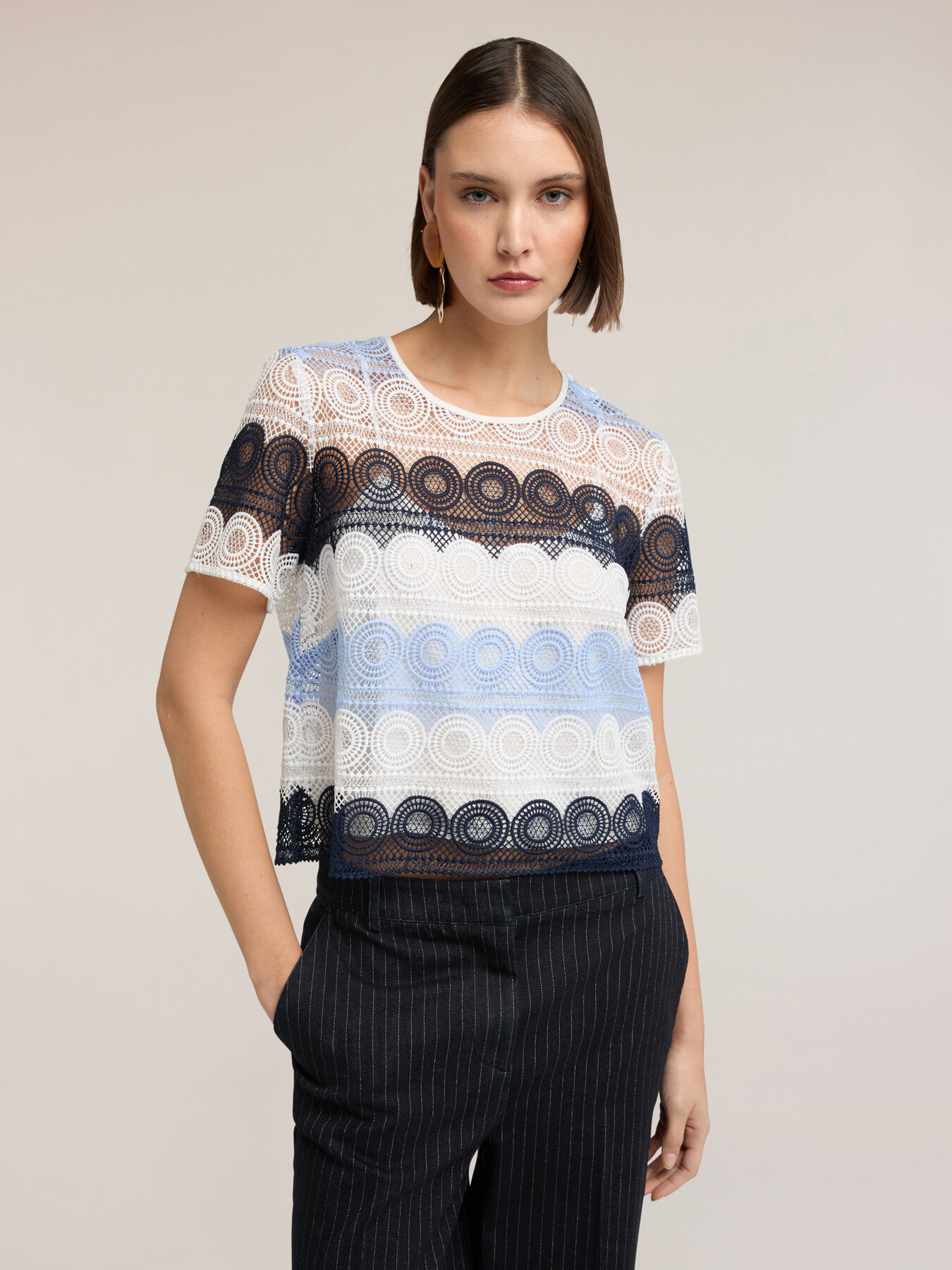 Macram&eacute; lace T-shirt image number 0