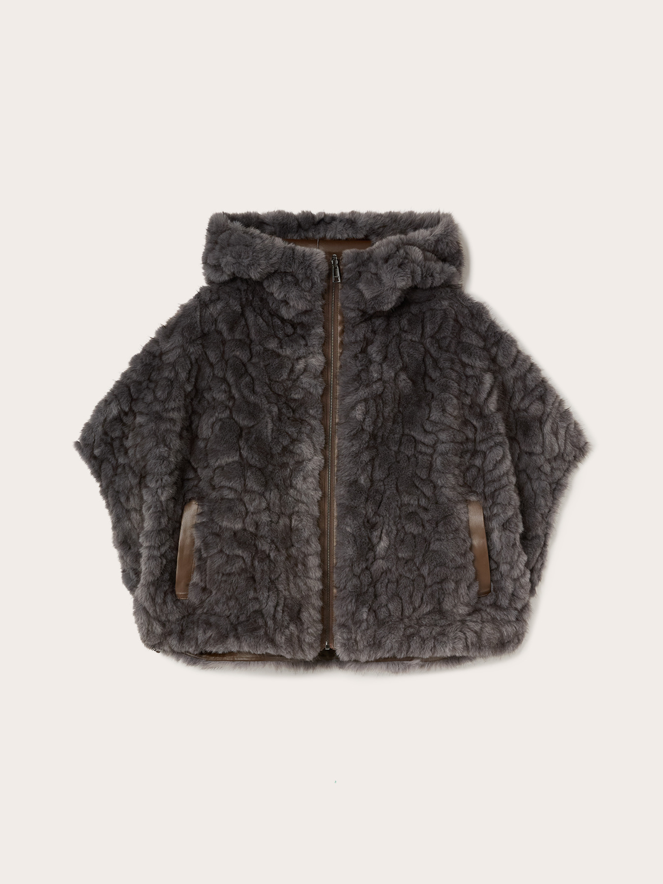 Reversible hooded jacket with zip image number 5