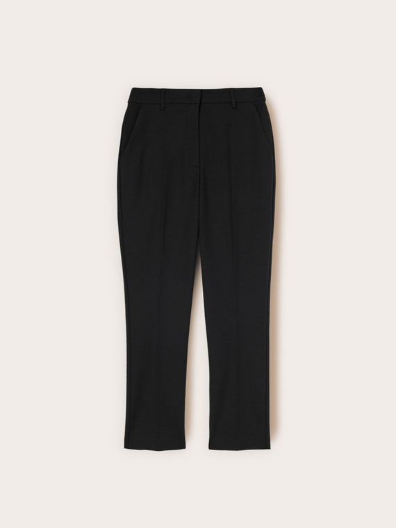 Regular fit cotton viscose blend trousers