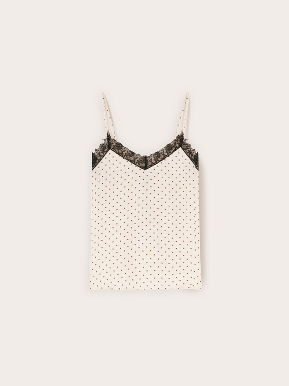 Polka dot satin camisole top