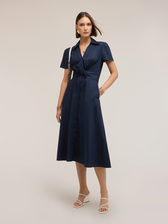 Midi shirtdress in poplin
