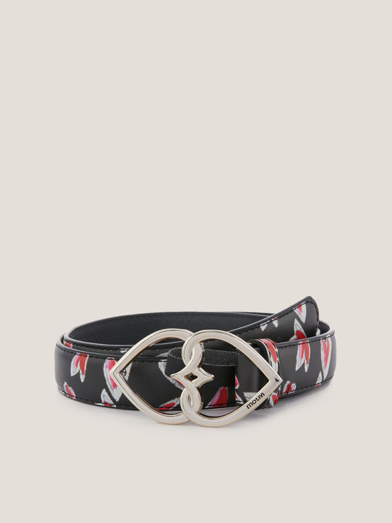 Double Love faux leather belt with heart pattern