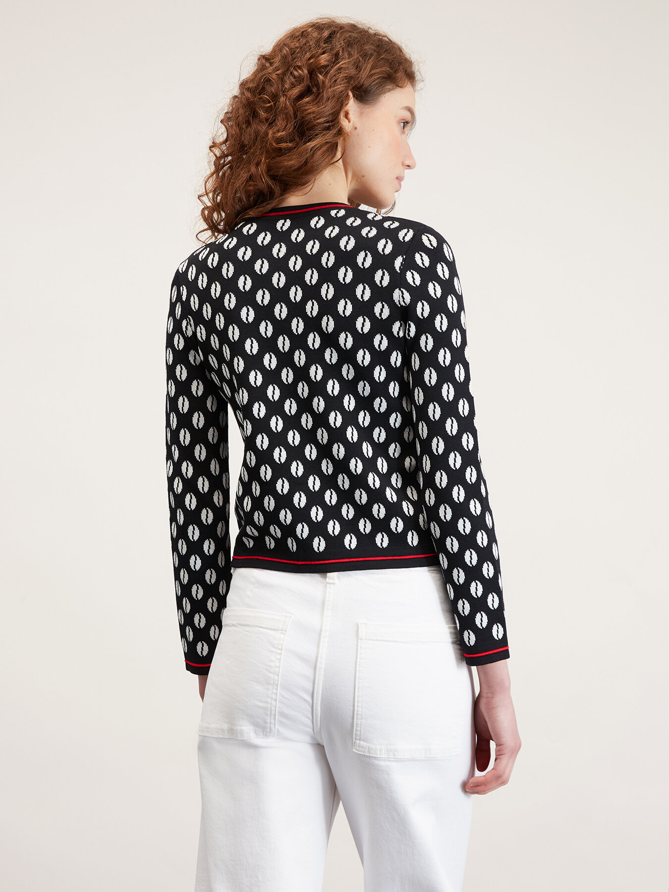 Cardigan corto in maglia jacquard image number 1