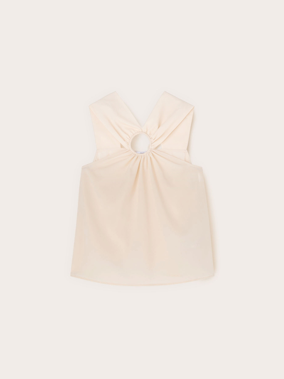 Cr&ecirc;pe de chine top with ring