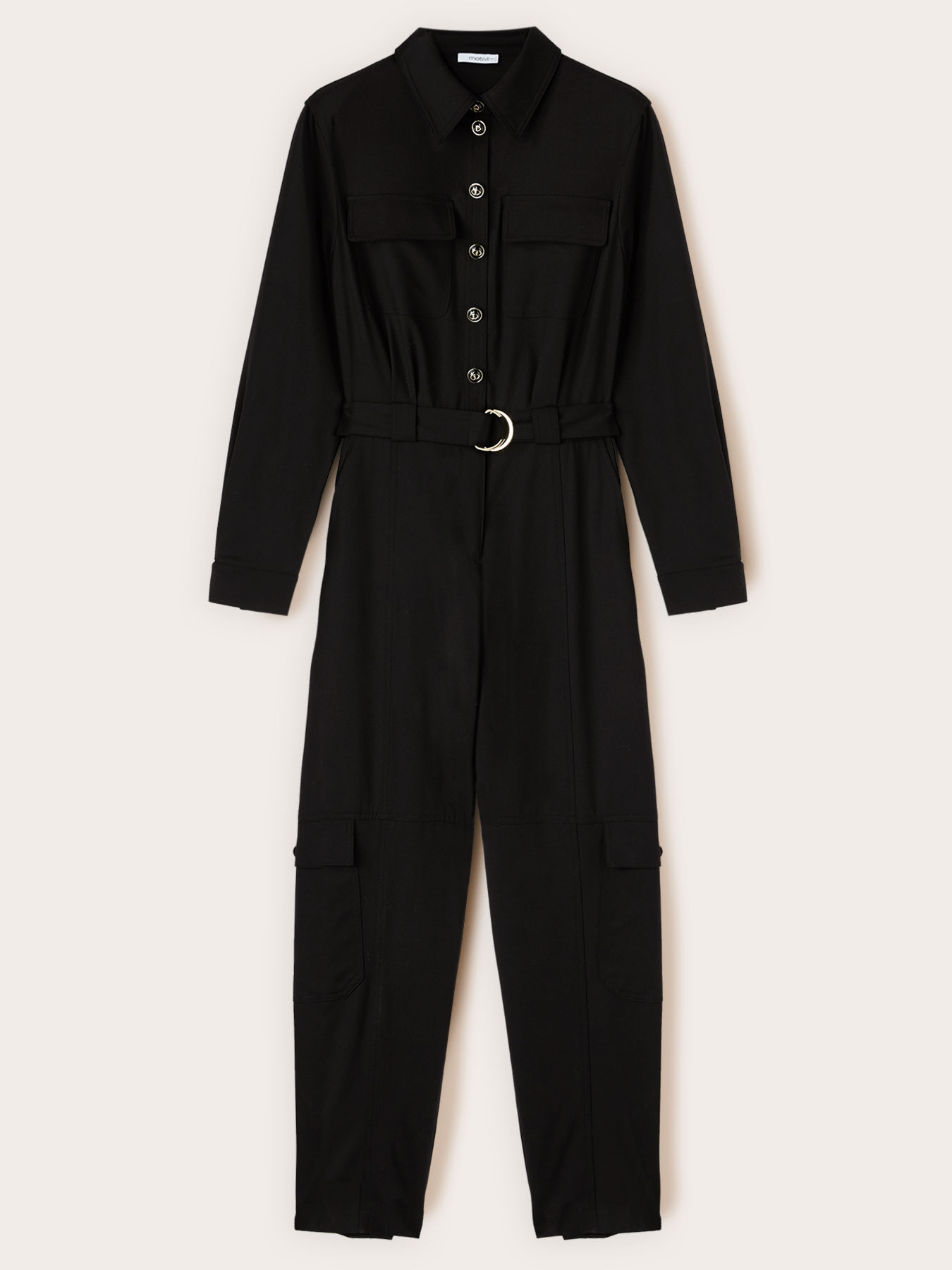 Long jumpsuit in wool blend flannel image number 5
