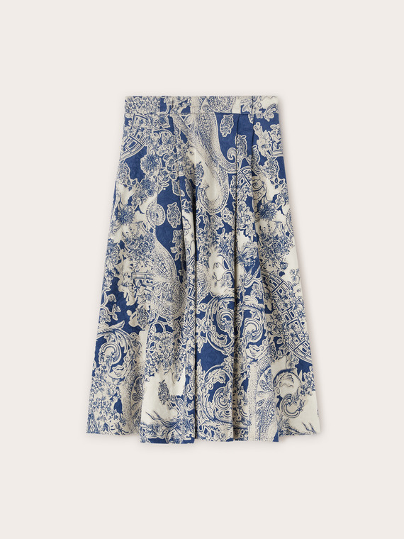 Pleated jacquard skirt with pockets