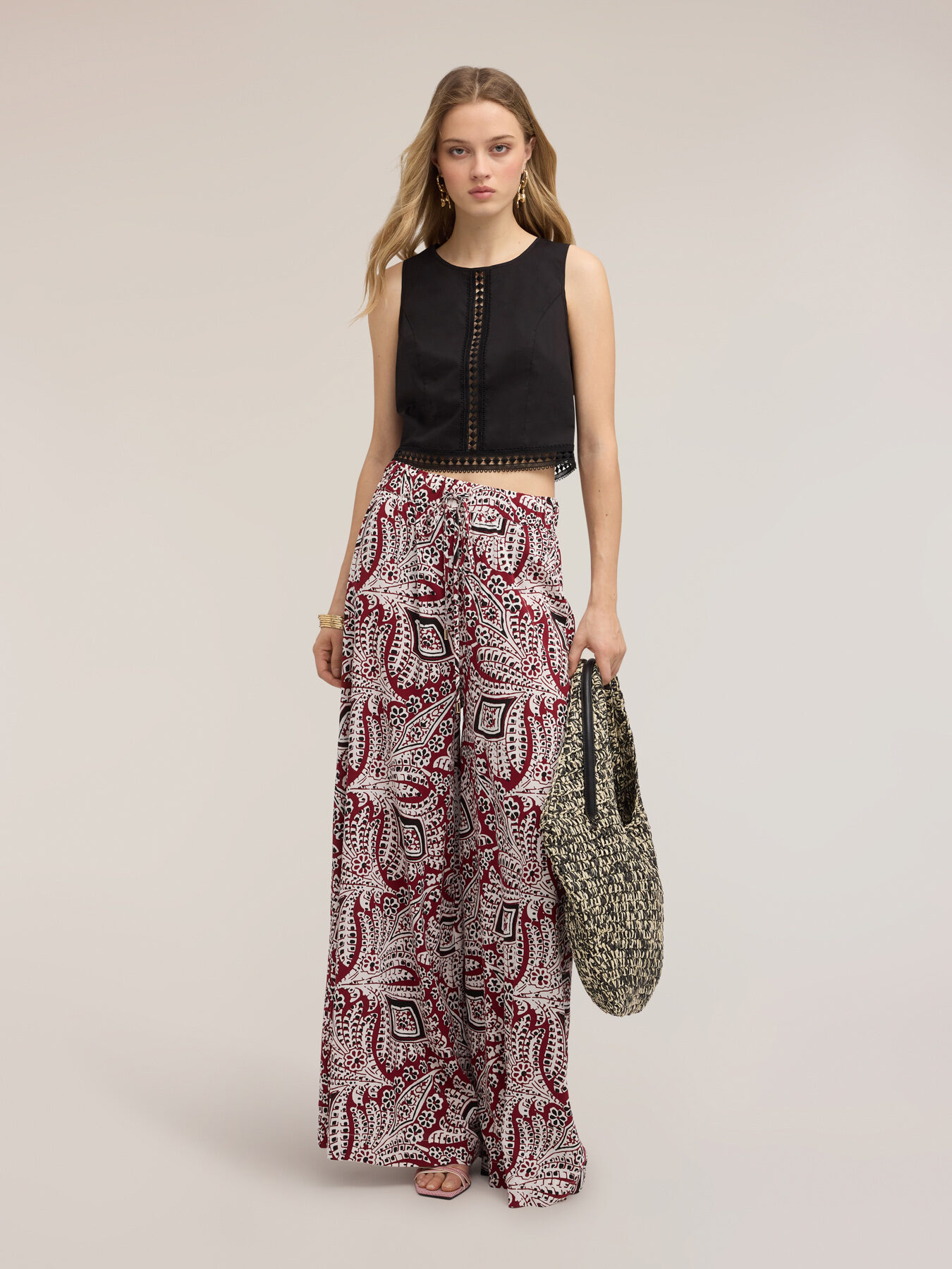 Crop-Top aus Popeline mit Spitze image number 2