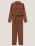 Long satin jumpsuit with modal blend pockets image number 3