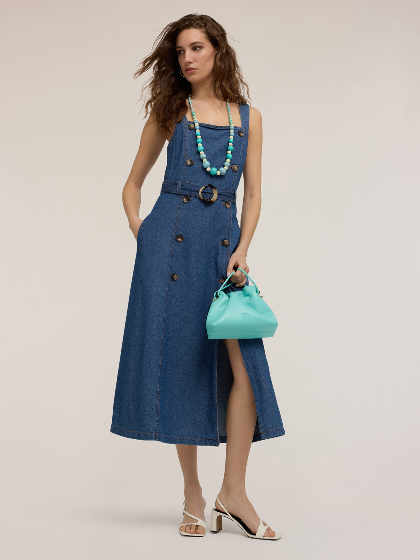 Vestito con bottoni in denim misto lyocell image number 0