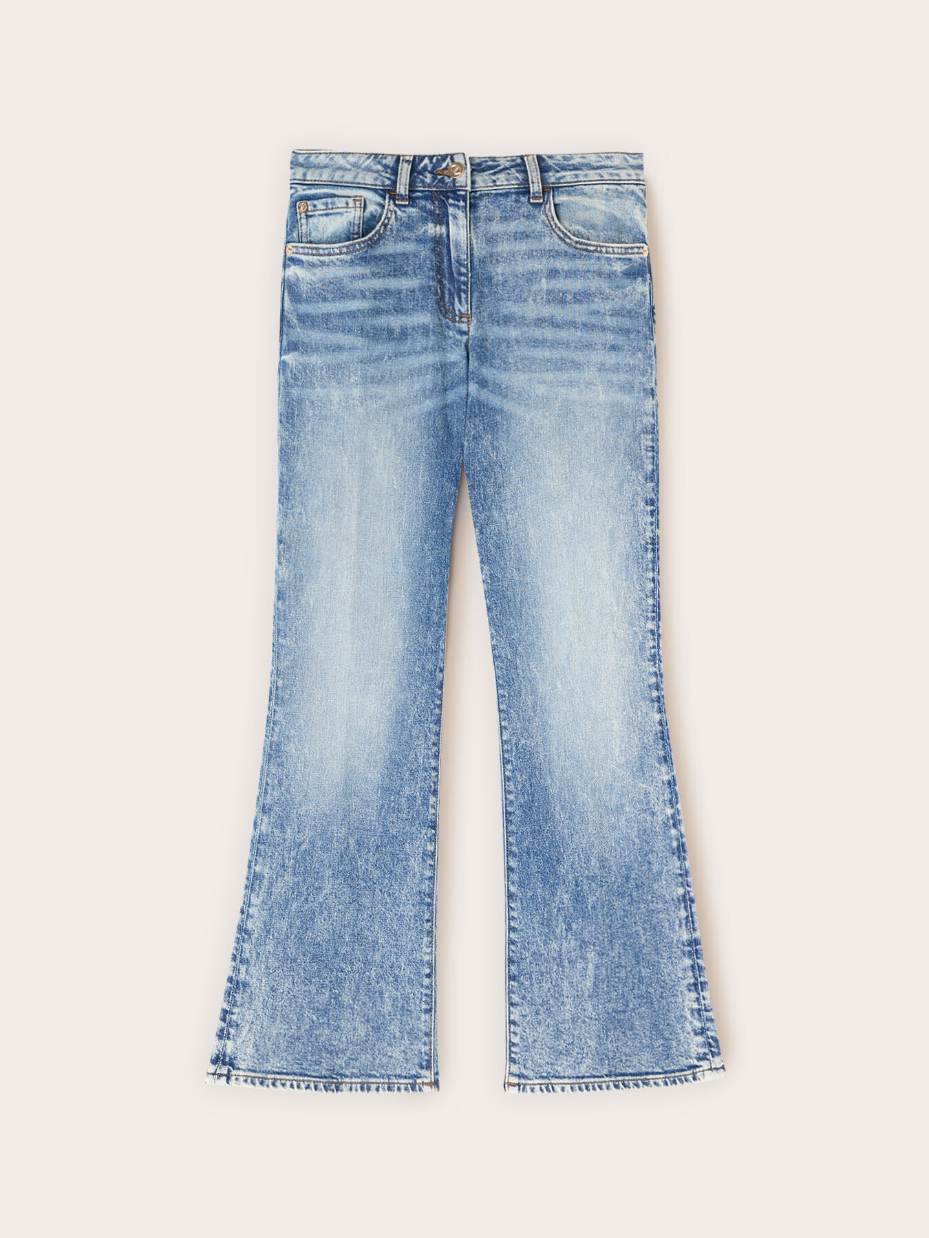 Kick flare jeans in stone washed denim image number 4
